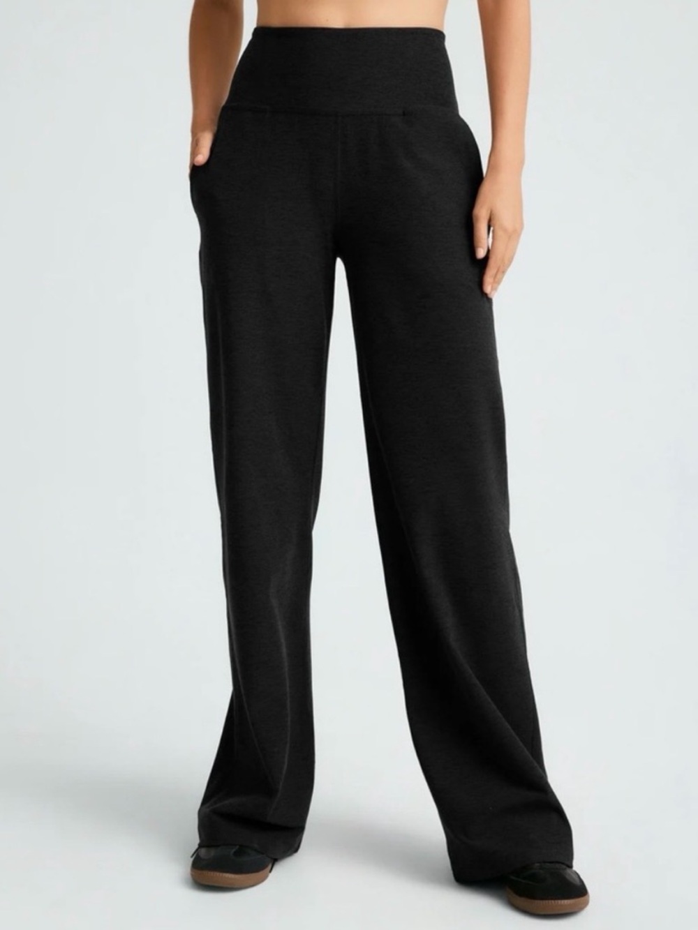 Beyond Yoga Spacedye Wide Leg Pant High Rise Pockets Black Size S - Picture 9 of 9